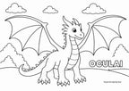 Ausmalbild von Drachen Oculai zur Abenteuergeschiche "Linus und der Drache Oculai" von Heidi Sutter