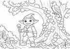 Ausmalbild von grünen Männcheni zur Abenteuergeschiche "Linus und der Drache Oculai" von Heidi Sutter